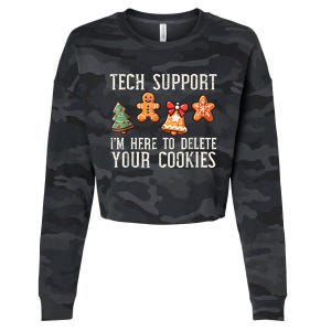 Christmas Tech Support Here To Delete Cookies Xmas Cropped Pullover Crew