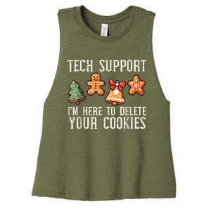 Christmas Tech Support Here To Delete Cookies Xmas Women's Racerback Cropped Tank