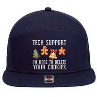 Christmas Tech Support Here To Delete Cookies Xmas 7 Panel Mesh Trucker Snapback Hat