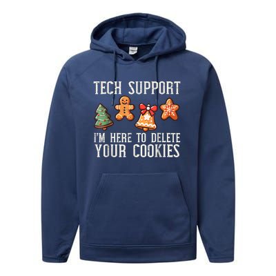 Christmas Tech Support Here To Delete Cookies Xmas Performance Fleece Hoodie