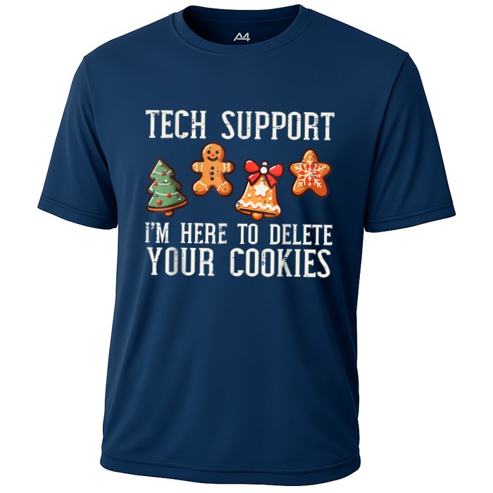 Christmas Tech Support Here To Delete Cookies Xmas Cooling Performance Crew T-Shirt