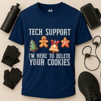 Christmas Tech Support Here To Delete Cookies Xmas Cooling Performance Crew T-Shirt