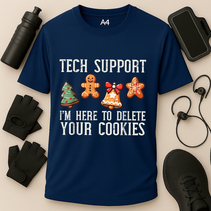 Christmas Tech Support Here To Delete Cookies Xmas Cooling Performance Crew T-Shirt