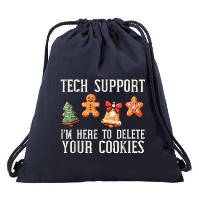 Christmas Tech Support Here To Delete Cookies Xmas Drawstring Bag
