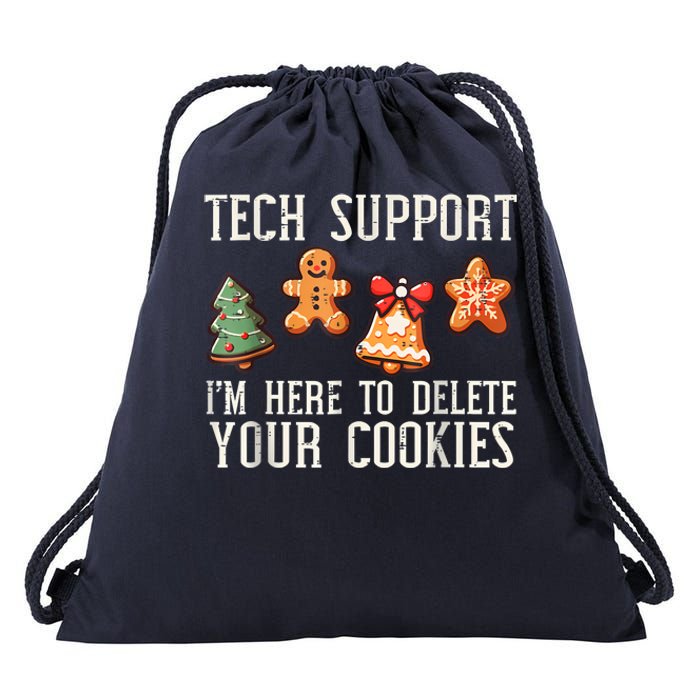 Christmas Tech Support Here To Delete Cookies Xmas Drawstring Bag