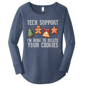 Christmas Tech Support Here To Delete Cookies Xmas Women's Perfect Tri Tunic Long Sleeve Shirt