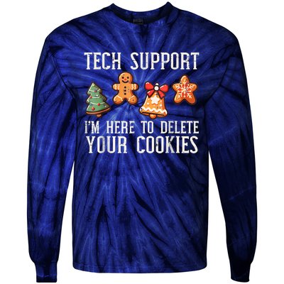 Christmas Tech Support Here To Delete Cookies Xmas Tie-Dye Long Sleeve Shirt