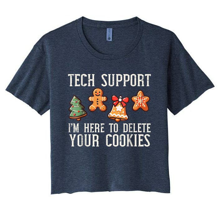 Christmas Tech Support Here To Delete Cookies Xmas Women's Crop Top Tee