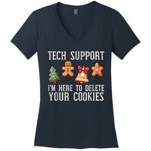 Christmas Tech Support Here To Delete Cookies Xmas Women's V-Neck T-Shirt