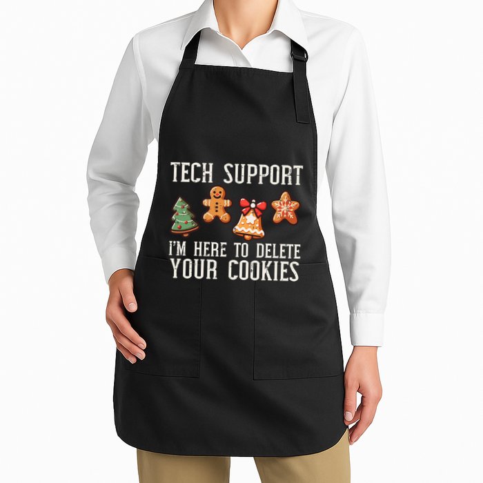 Christmas Tech Support Here To Delete Cookies Xmas Full-Length Apron With Pockets