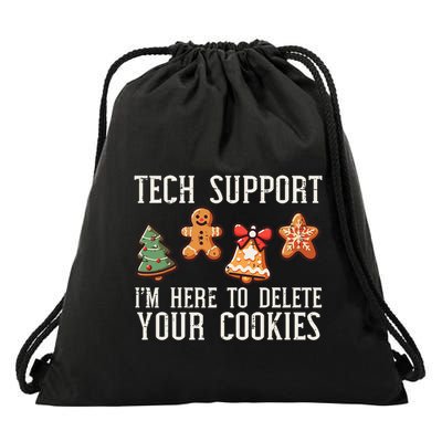 Christmas Tech Support Here To Delete Cookies Xmas Drawstring Bag