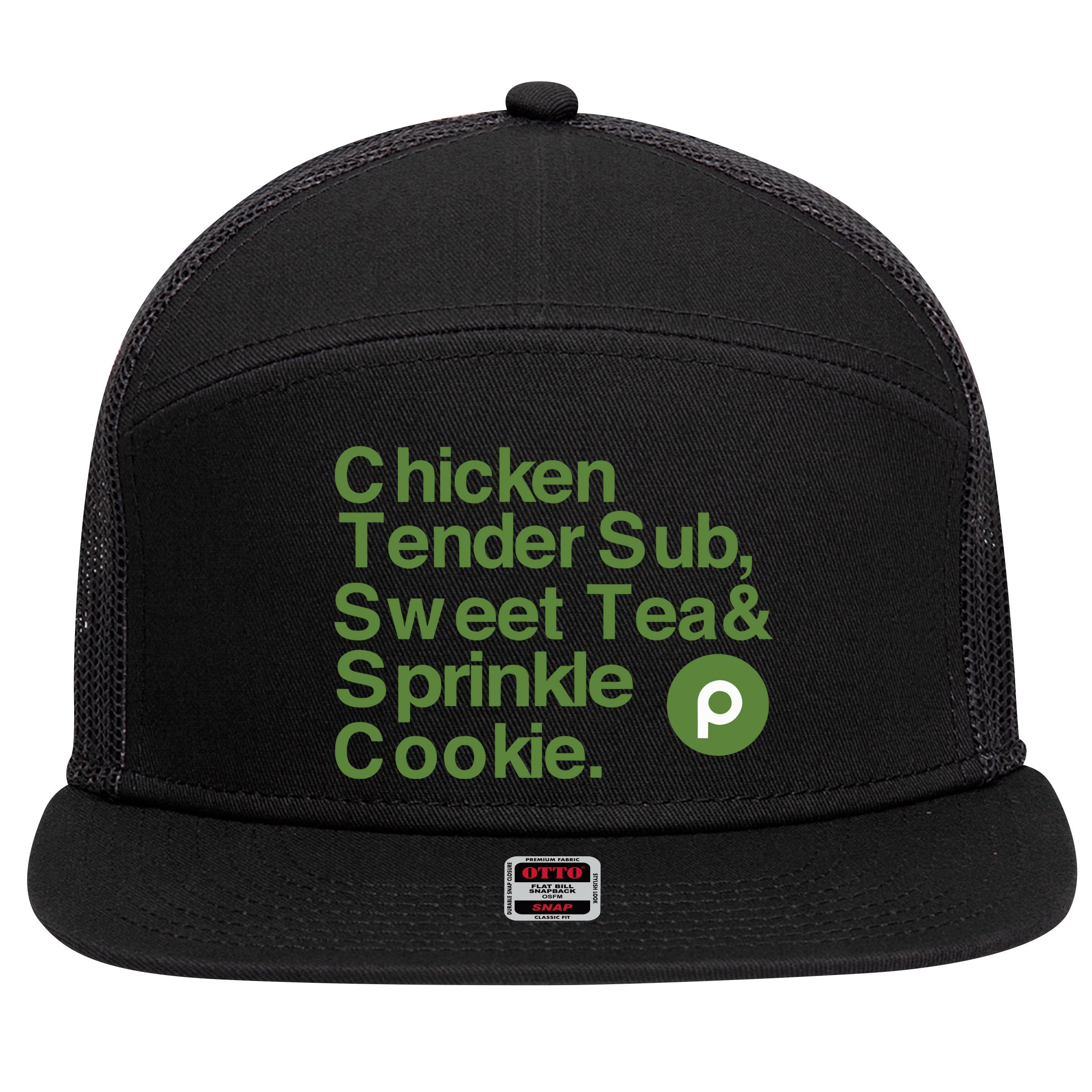 Chicken Tender Sub Sweet Tea Sprinkle Cookie 7 Panel Mesh Trucker Snapback Hat