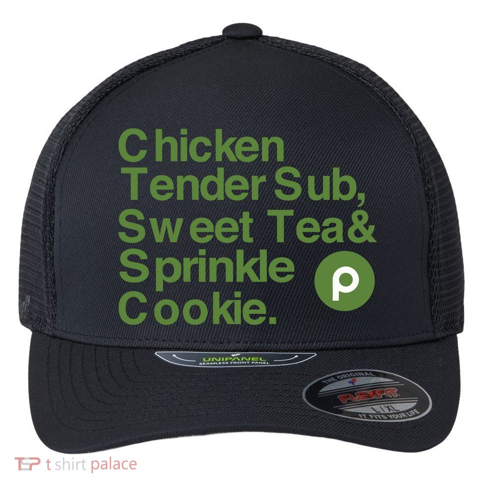 Chicken Tender Sub Sweet Tea Sprinkle Cookie Flexfit Unipanel Trucker Cap