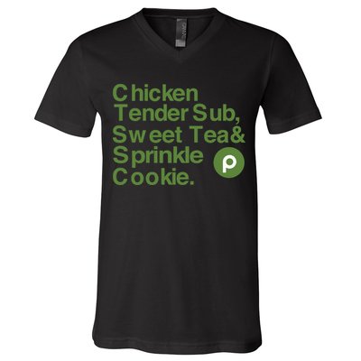 Chicken Tender Sub Sweet Tea Sprinkle Cookie V-Neck T-Shirt