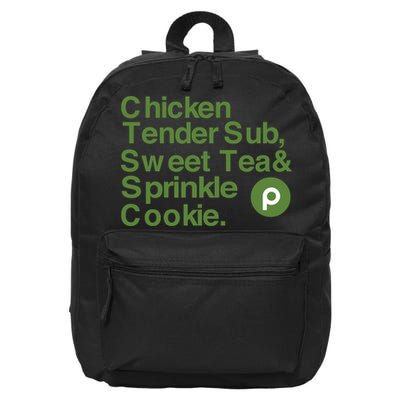 Chicken Tender Sub Sweet Tea Sprinkle Cookie 16 in Basic Backpack