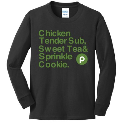 Chicken Tender Sub Sweet Tea Sprinkle Cookie Kids Long Sleeve Shirt