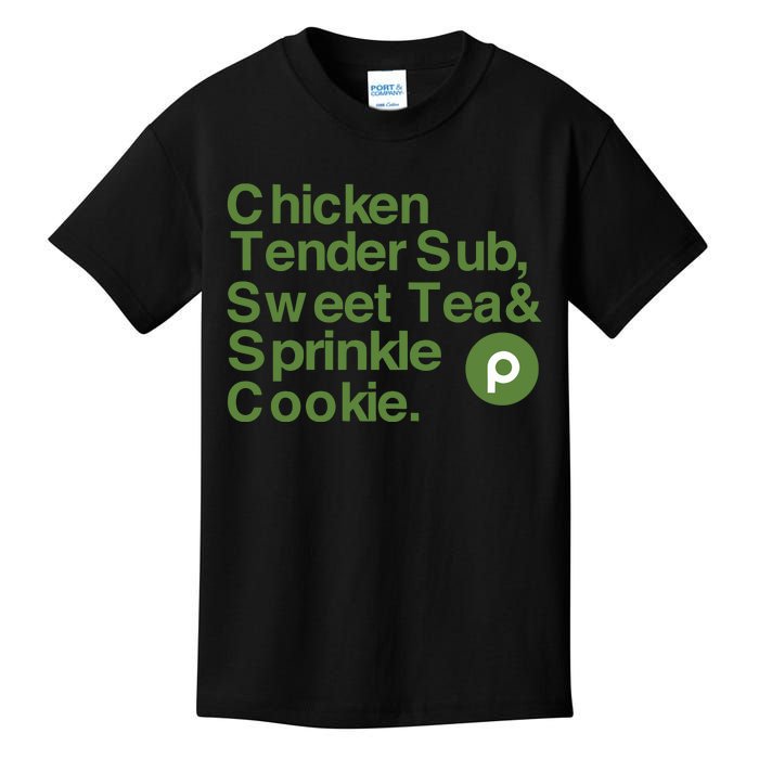 Chicken Tender Sub Sweet Tea Sprinkle Cookie Kids T-Shirt