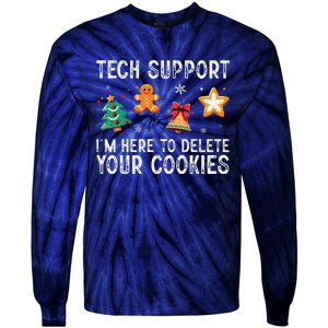 Christmas Tech Support Here To Delete Cookies Xmas Tie-Dye Long Sleeve Shirt