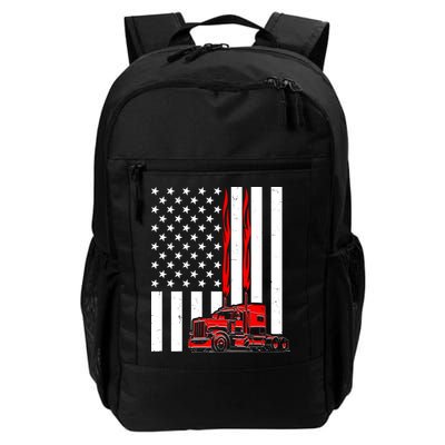 Cool Trucker Semi Truck Flames American Flag Backpack
