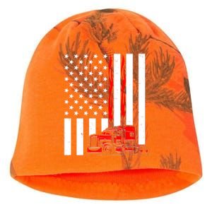 Cool Trucker Semi Truck Flames American Flag Kati - Camo Knit Beanie