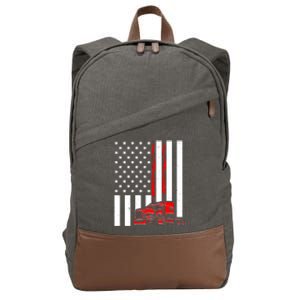 Cool Trucker Semi Truck Flames American Flag Cotton Canvas Backpack