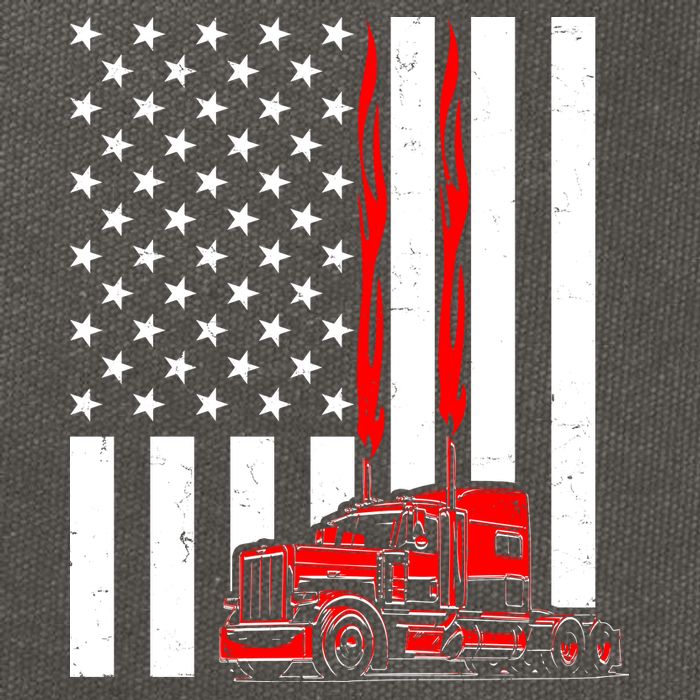 Cool Trucker Semi Truck Flames American Flag Cotton Canvas Backpack