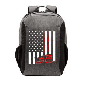 Cool Trucker Semi Truck Flames American Flag Vector Backpack