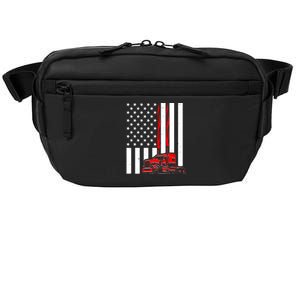 Cool Trucker Semi Truck Flames American Flag Crossbody Pack