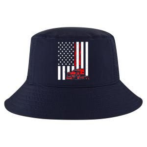 Cool Trucker Semi Truck Flames American Flag Cool Comfort Performance Bucket Hat