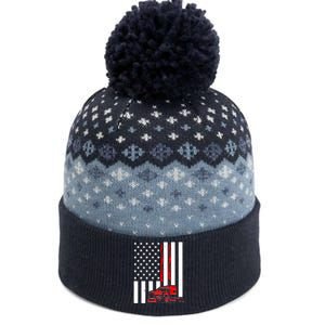 Cool Trucker Semi Truck Flames American Flag The Baniff Cuffed Pom Beanie