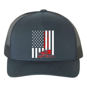 Cool Trucker Semi Truck Flames American Flag Yupoong Adult 5-Panel Trucker Hat