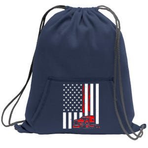 Cool Trucker Semi Truck Flames American Flag Sweatshirt Cinch Pack Bag