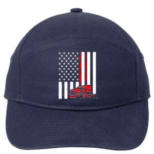 Cool Trucker Semi Truck Flames American Flag 7-Panel Snapback Hat