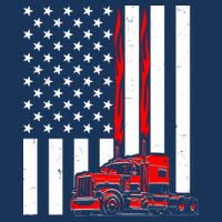 Cool Trucker Semi Truck Flames American Flag Toddler T-Shirt