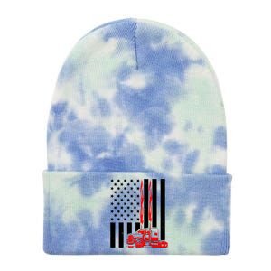 Cool Trucker Semi Truck Flames American Flag Tie Dye 12in Knit Beanie