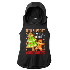 Christmas Tech Support Here To Delete Cookies Xmas Ladies PosiCharge Tri-Blend Wicking Draft Hoodie Tank