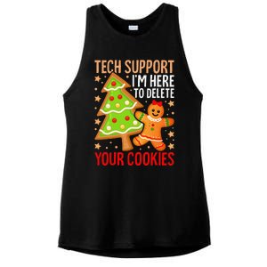 Christmas Tech Support Here To Delete Cookies Xmas Ladies PosiCharge Tri-Blend Wicking Tank