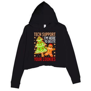 Christmas Tech Support Here To Delete Cookies Xmas Crop Fleece Hoodie