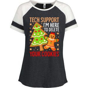 Christmas Tech Support Here To Delete Cookies Xmas Enza Ladies Jersey Colorblock Tee