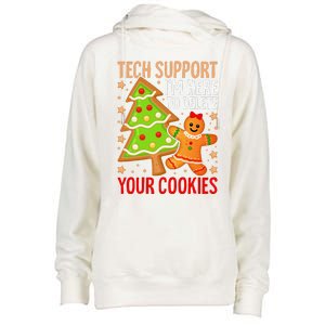 Christmas Tech Support Here To Delete Cookies Xmas Womens Funnel Neck Pullover Hood