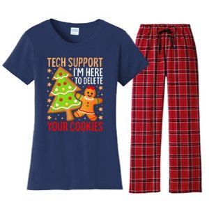 Christmas Tech Support Here To Delete Cookies Xmas Women's Flannel Pajama Set