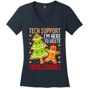 Christmas Tech Support Here To Delete Cookies Xmas Women's V-Neck T-Shirt