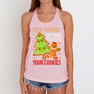 Christmas Tech Support Here To Delete Cookies Xmas Women's Knotted Racerback Tank