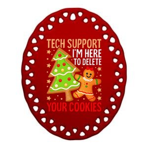 Christmas Tech Support Here To Delete Cookies Xmas Ceramic Oval Ornament