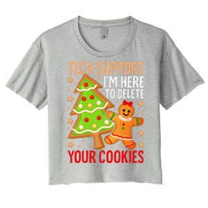 Christmas Tech Support Here To Delete Cookies Xmas Women's Crop Top Tee