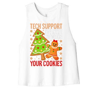 Christmas Tech Support Here To Delete Cookies Xmas Women's Racerback Cropped Tank