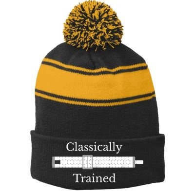 Classically Trained Slide Rule Mechanical Analog Calculator Stripe Pom Pom Beanie