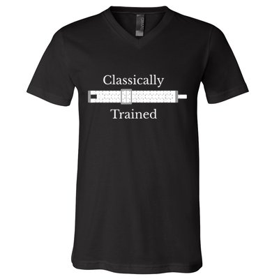 Classically Trained Slide Rule Mechanical Analog Calculator V-Neck T-Shirt