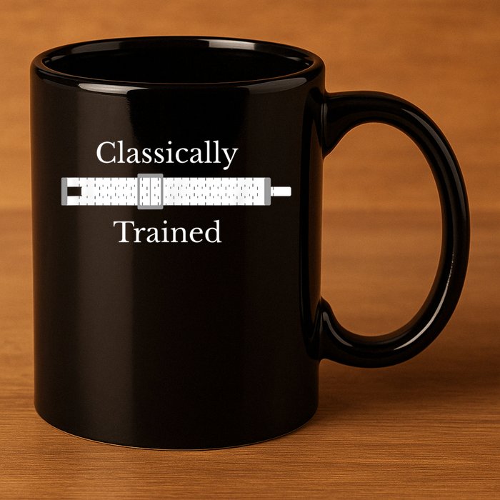Classically Trained Slide Rule Mechanical Analog Calculator 11oz C Handle Ceramic Mug