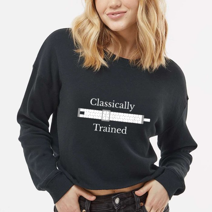 Classically Trained Slide Rule Mechanical Analog Calculator Cropped Pullover Crew